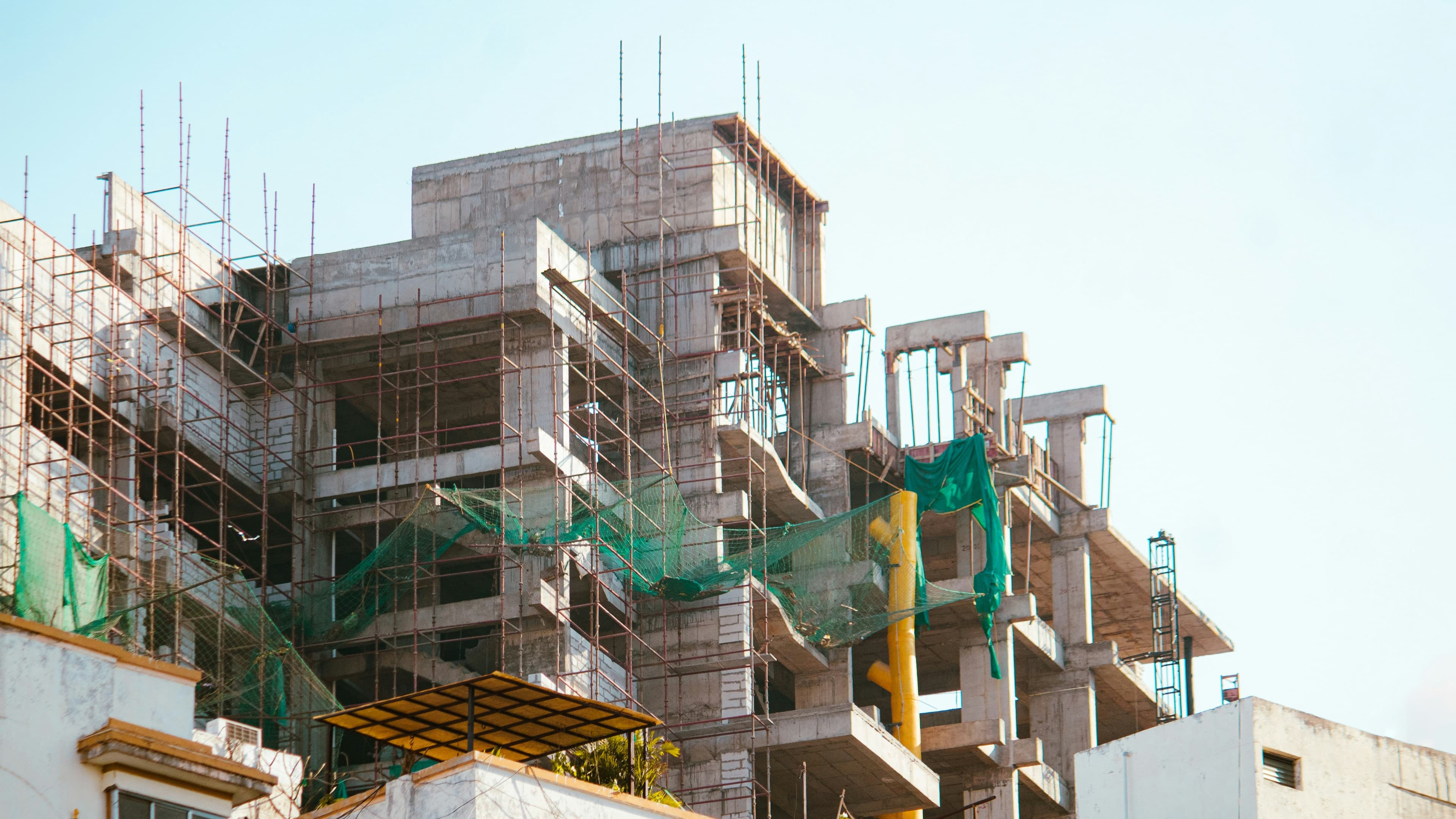 Structural repair and construction work restoring damaged building surfaces