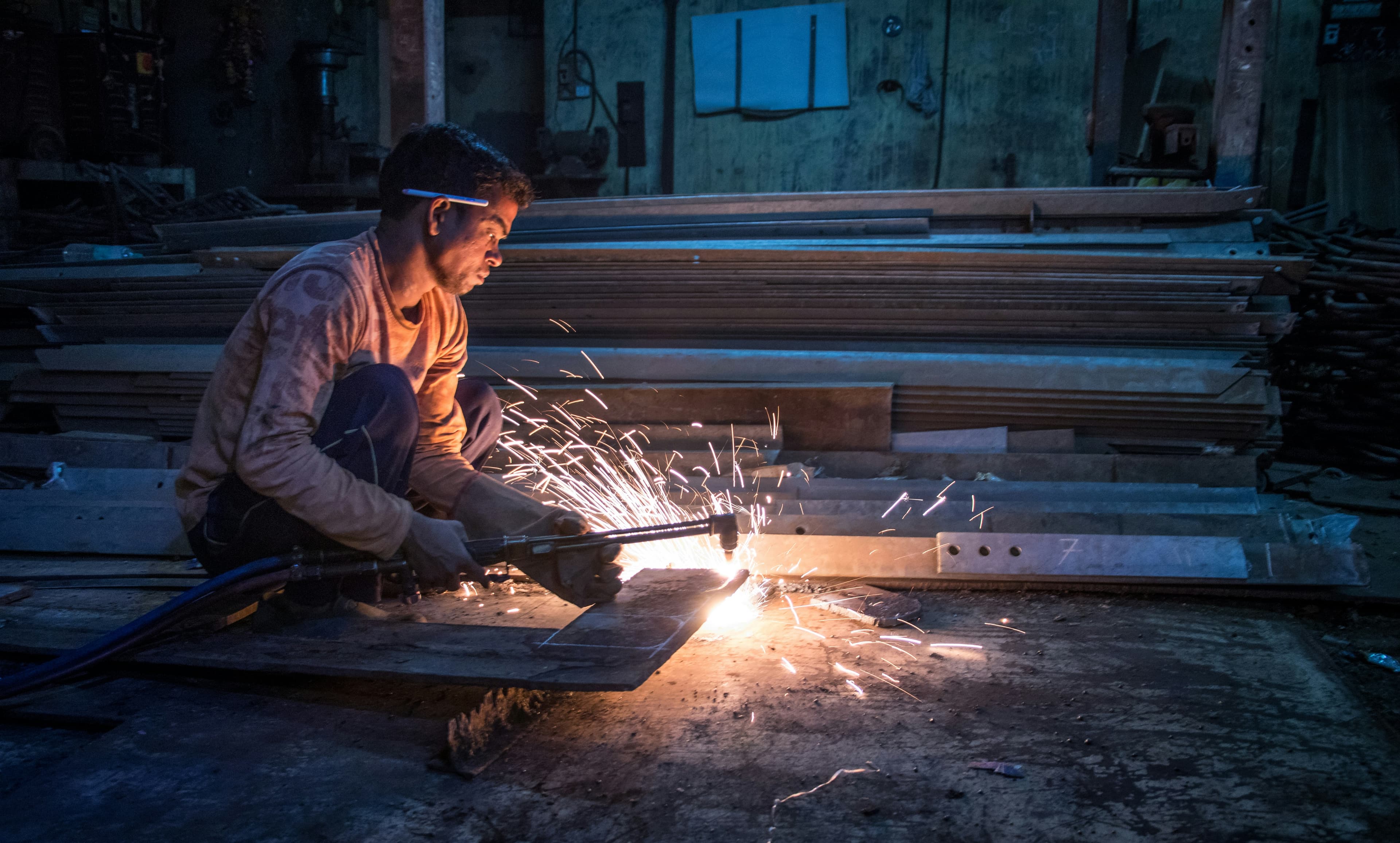 Fabricated metal element prepared for installation on a project site